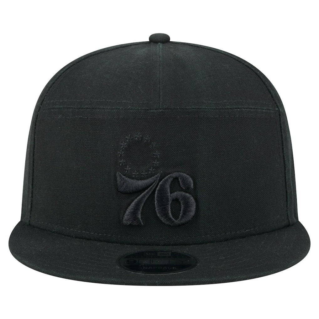 Philadelphia 76ers Adventure Canvas Split Panel 9FIFTY Snapback Hat Black - New Era
