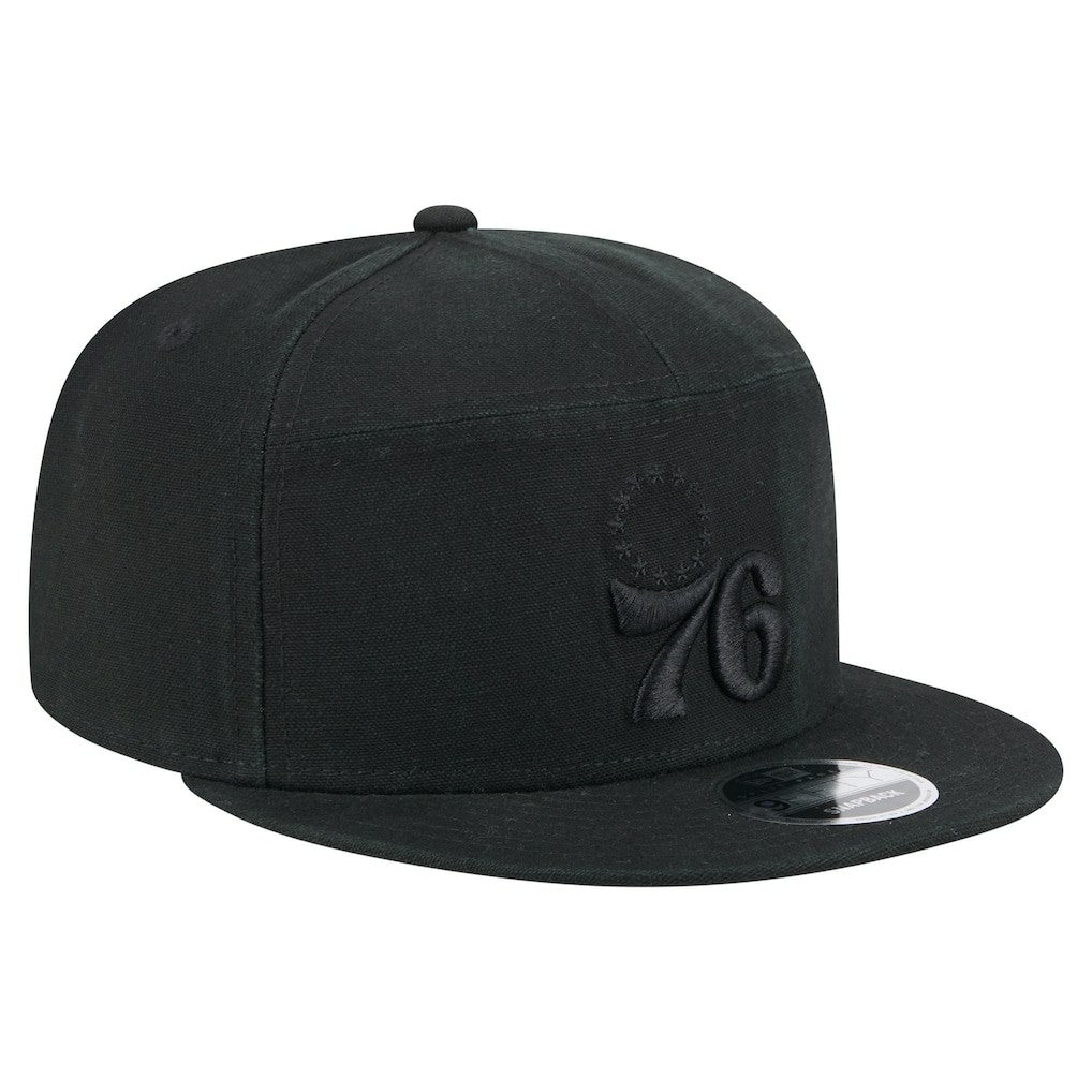Philadelphia 76ers Adventure Canvas Split Panel 9FIFTY Snapback Hat Black - New Era