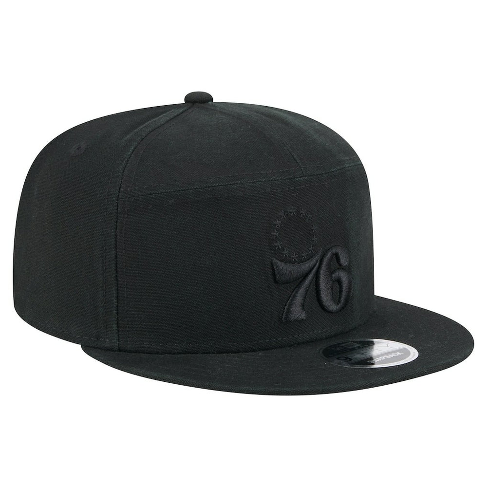Philadelphia 76ers Adventure Canvas Split Panel 9FIFTY Snapback Hat Black - New Era