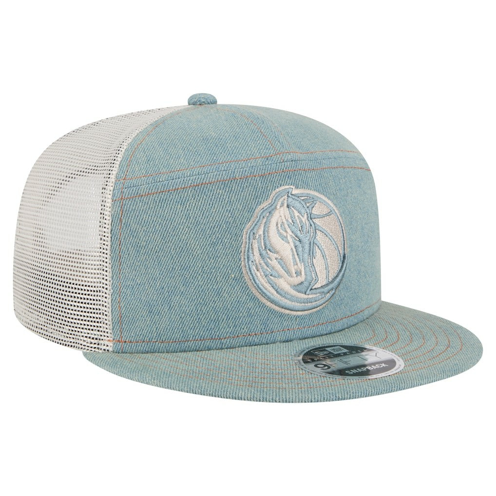 Dallas Mavericks Adventure Denim Split Panel 9FIFTY Snapback Trucker Hat - New Era