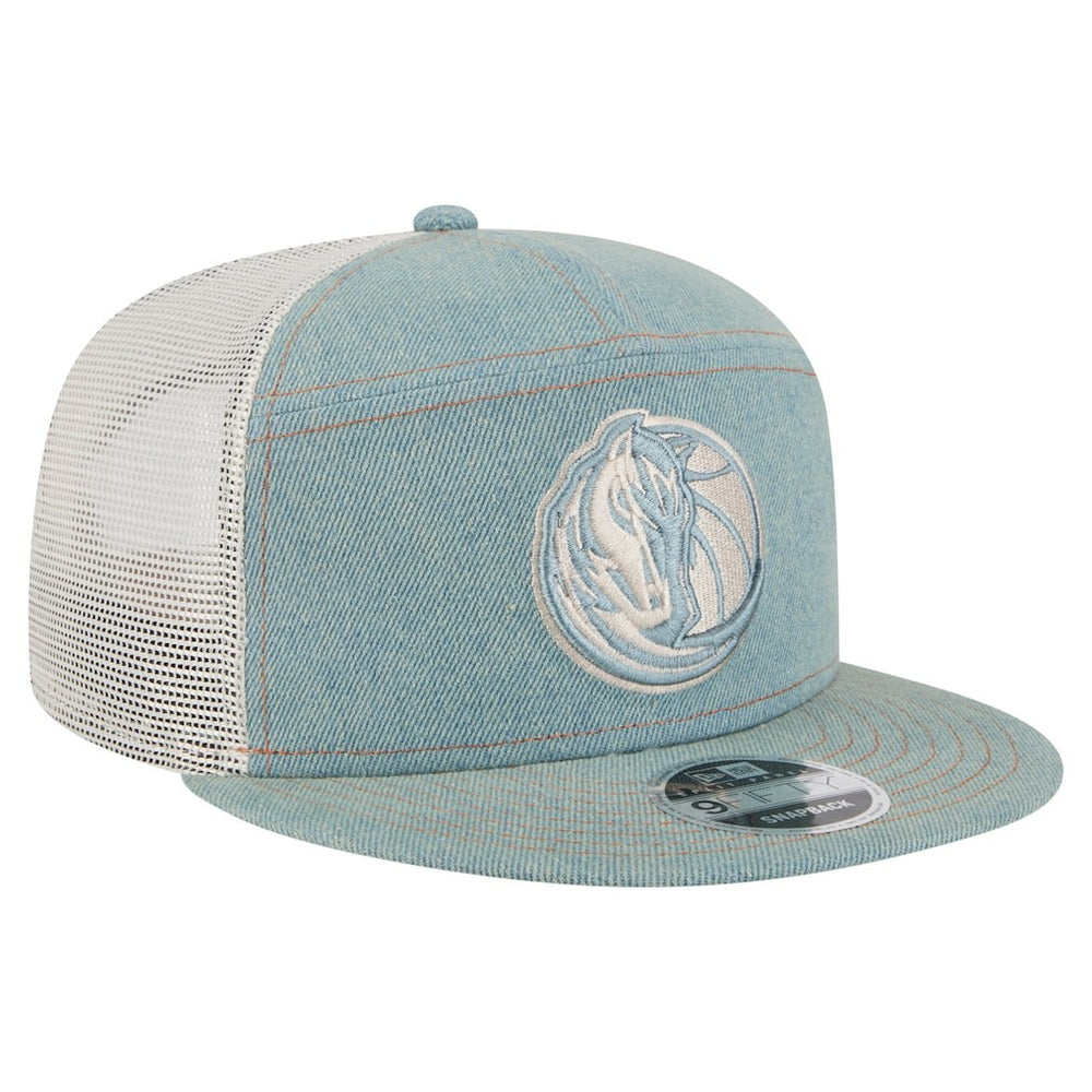 Dallas Mavericks Adventure Denim Split Panel 9FIFTY Snapback Trucker Hat - New Era