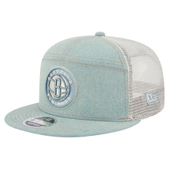 Brooklyn Nets Adventure Denim Split Panel 9FIFTY Snapback Trucker Hat - New Era