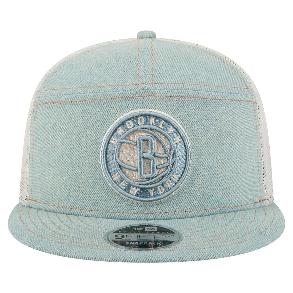 Brooklyn Nets Adventure Denim Split Panel 9FIFTY Snapback Trucker Hat - New Era