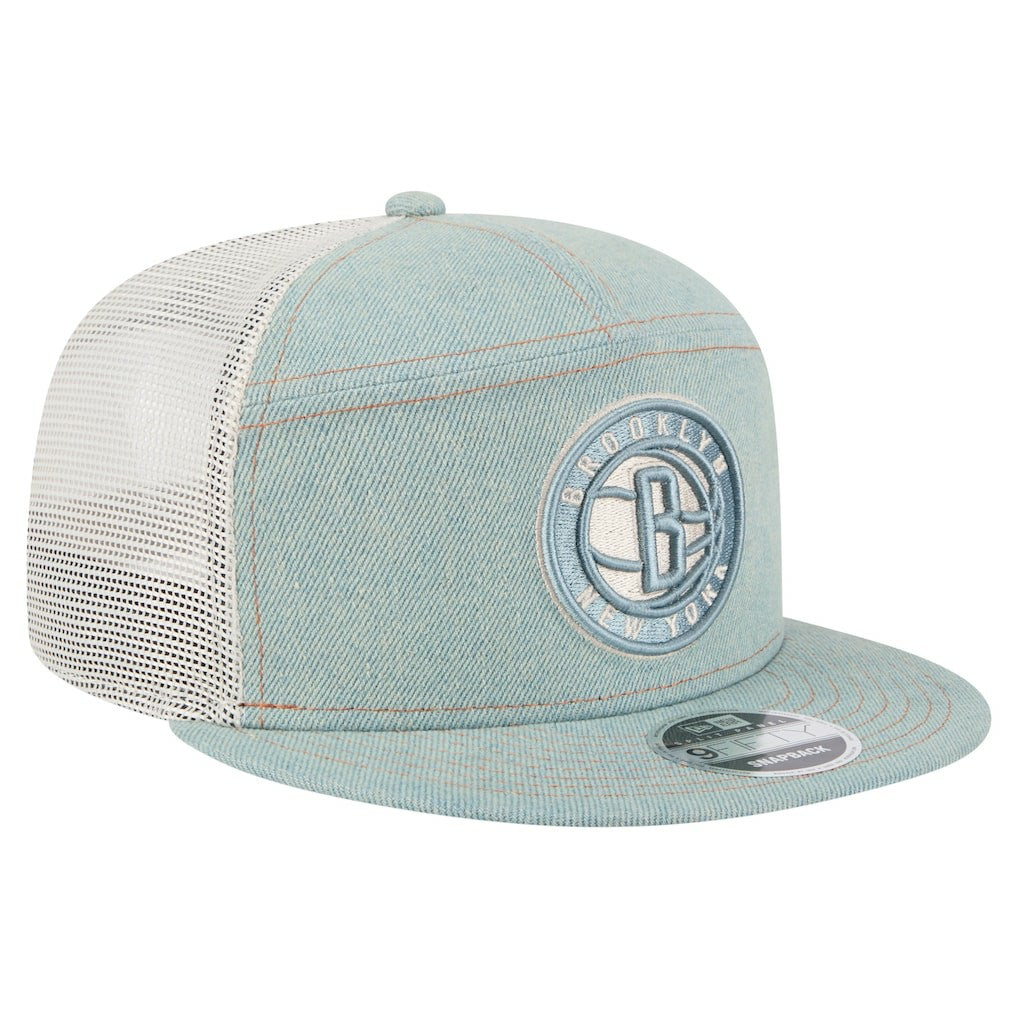 Brooklyn Nets Adventure Denim Split Panel 9FIFTY Snapback Trucker Hat - New Era