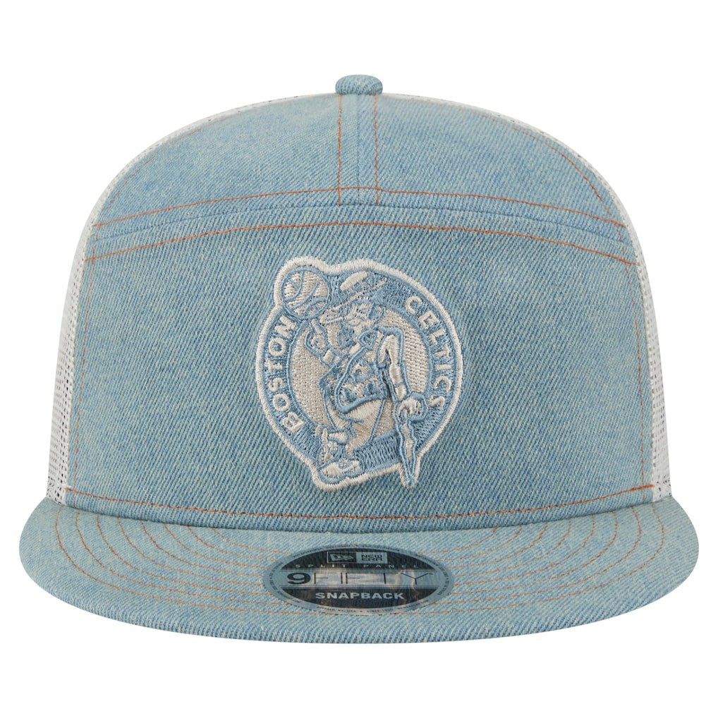 Boston Celtics Adventure Denim Split Panel 9FIFTY Snapback Trucker Hat - New Era