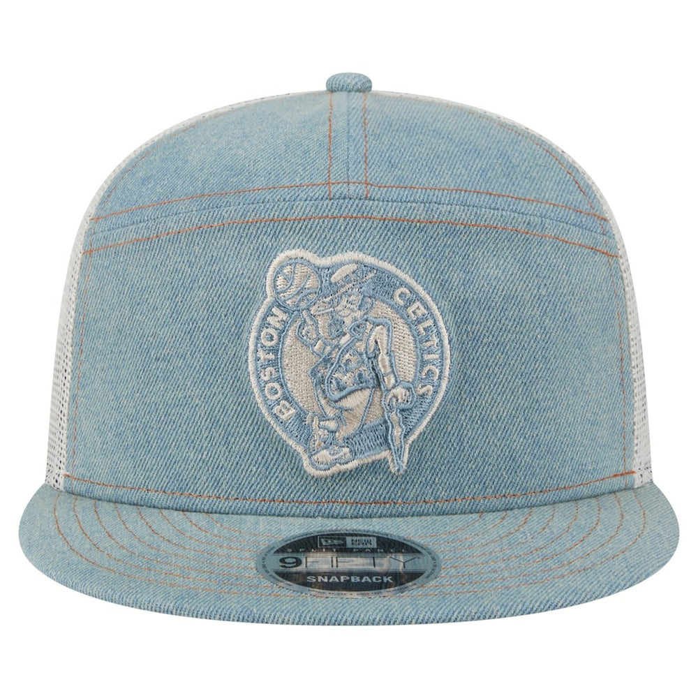 Boston Celtics Adventure Denim Split Panel 9FIFTY Snapback Trucker Hat - New Era