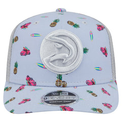 Atlanta Hawks Adventure Aloha Pattern 9SEVENTY Stretch-Snap Hat Light Blue/Gray - New Era