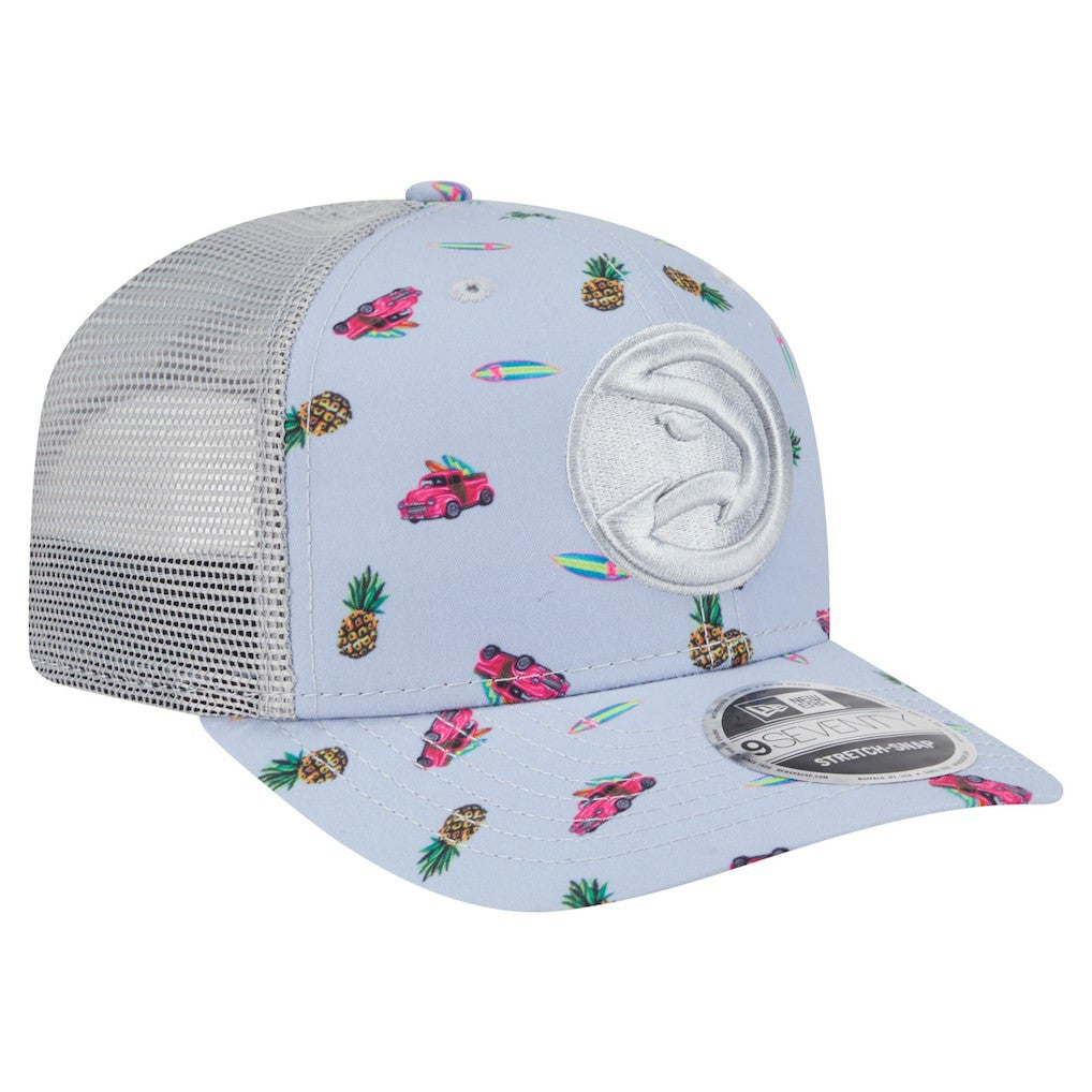 Atlanta Hawks Adventure Aloha Pattern 9SEVENTY Stretch-Snap Hat Light Blue/Gray - New Era
