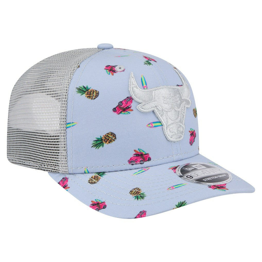 Chicago Bulls Adventure Aloha Pattern 9SEVENTY Stretch-Snap Hat Light Blue/Gray - New Era