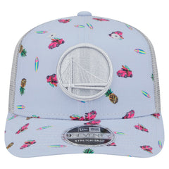 Golden State Warriors Adventure Aloha Pattern 9SEVENTY Stretch-Snap Hat Light Blue/Gray - New Era