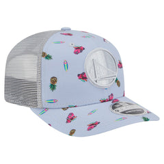 Golden State Warriors Adventure Aloha Pattern 9SEVENTY Stretch-Snap Hat Light Blue/Gray - New Era