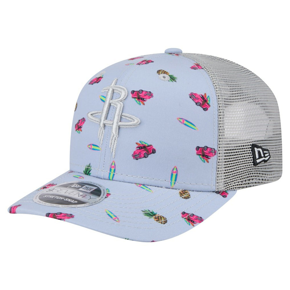Houston Rockets Adventure Aloha Pattern 9SEVENTY Stretch-Snap Hat Light Blue/Gray - New Era
