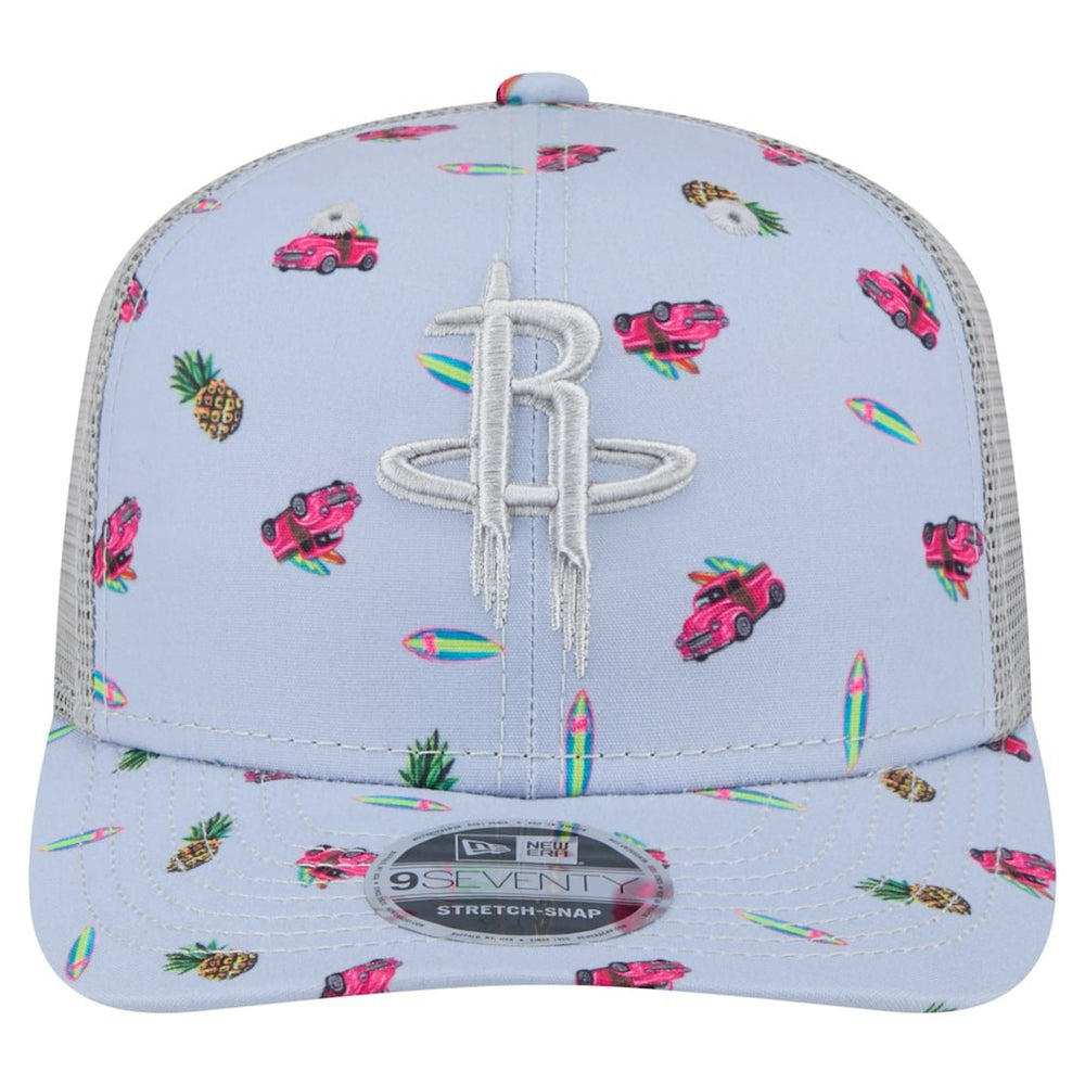 Houston Rockets Adventure Aloha Pattern 9SEVENTY Stretch-Snap Hat Light Blue/Gray - New Era