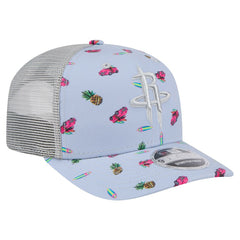 Houston Rockets Adventure Aloha Pattern 9SEVENTY Stretch-Snap Hat Light Blue/Gray - New Era