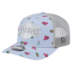 Los Angeles Lakers Adventure Aloha Pattern 9SEVENTY Stretch-Snap Hat Light Blue/Gray - New Era
