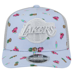 Los Angeles Lakers Adventure Aloha Pattern 9SEVENTY Stretch-Snap Hat Light Blue/Gray - New Era