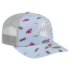 Los Angeles Lakers Adventure Aloha Pattern 9SEVENTY Stretch-Snap Hat Light Blue/Gray - New Era