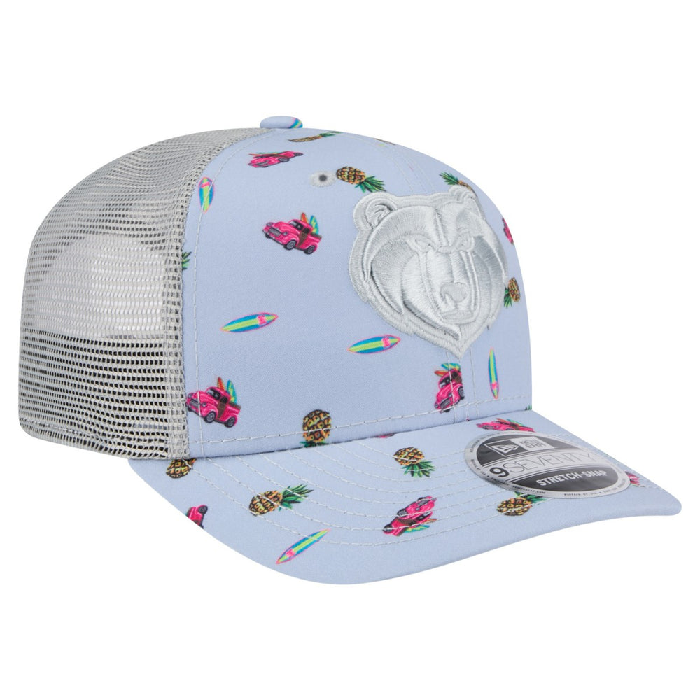 Memphis Grizzlies Adventure Aloha Pattern 9SEVENTY Stretch-Snap Hat Light Blue/Gray - New Era
