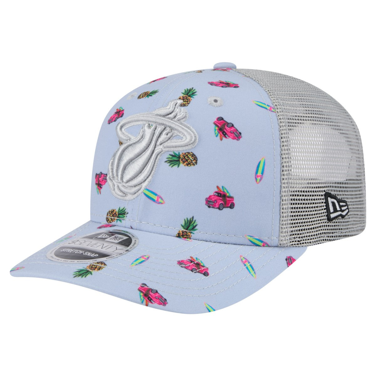Miami Heat Adventure Aloha Pattern 9SEVENTY Stretch-Snap Hat Light Blue/Gray - New Era outlet