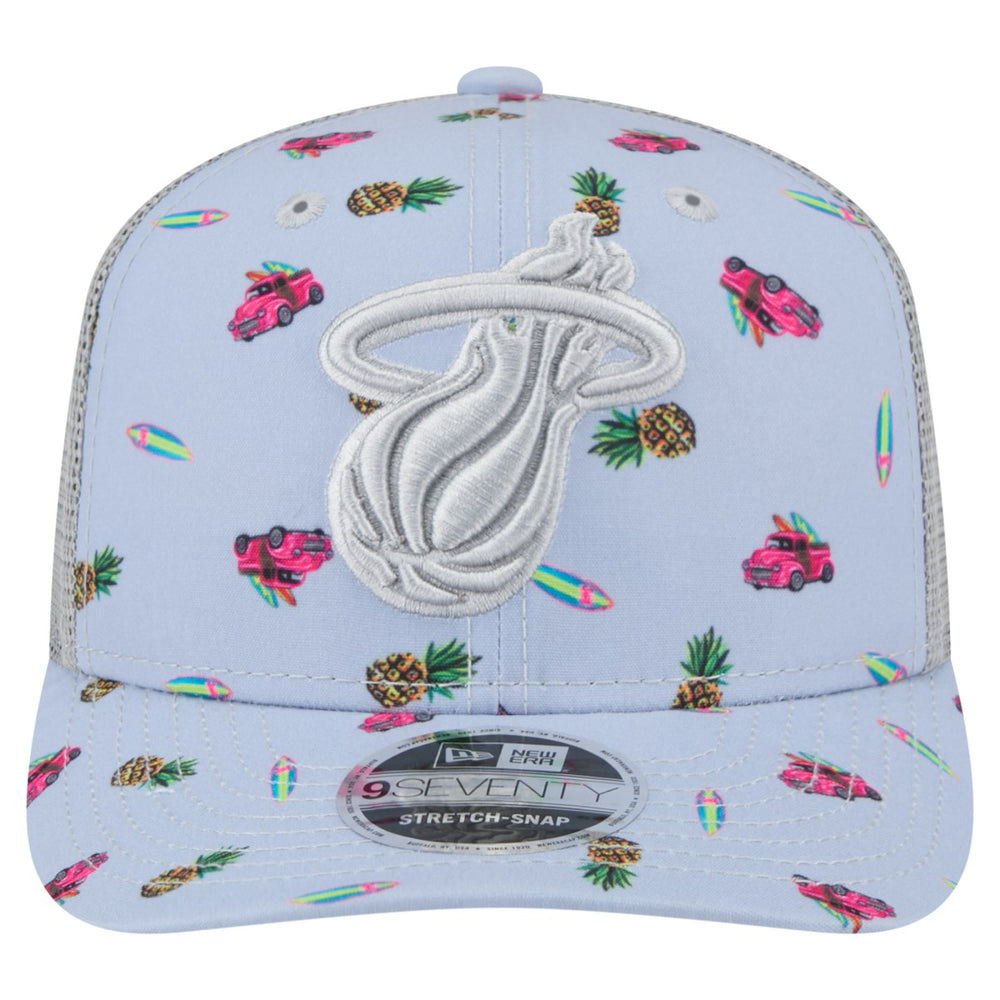 Miami Heat Adventure Aloha Pattern 9SEVENTY Stretch-Snap Hat Light Blue/Gray - New Era outlet