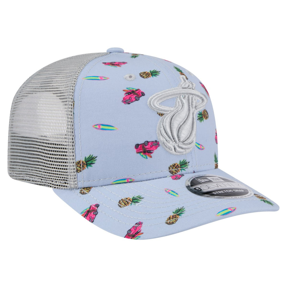 Miami Heat Adventure Aloha Pattern 9SEVENTY Stretch-Snap Hat Light Blue/Gray - New Era outlet