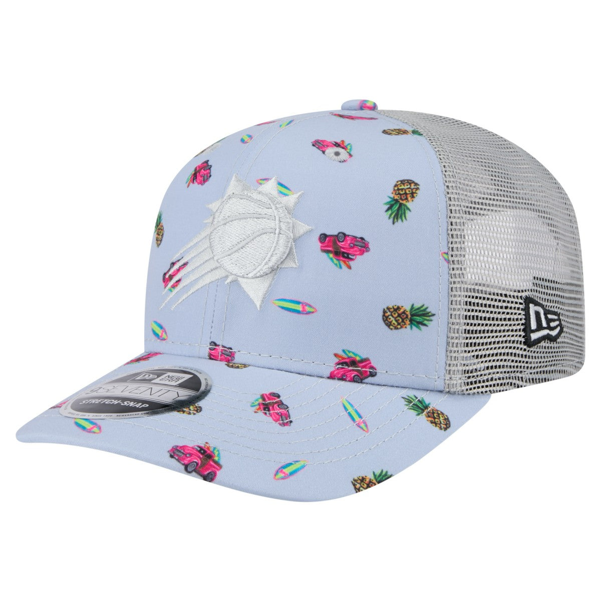Phoenix Suns Adventure Aloha Pattern 9SEVENTY Stretch-Snap Hat Light Blue/Gray - New Era