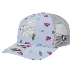 Sacramento Kings Adventure Aloha Pattern 9SEVENTY Stretch-Snap Hat Light Blue/Gray - New Era
