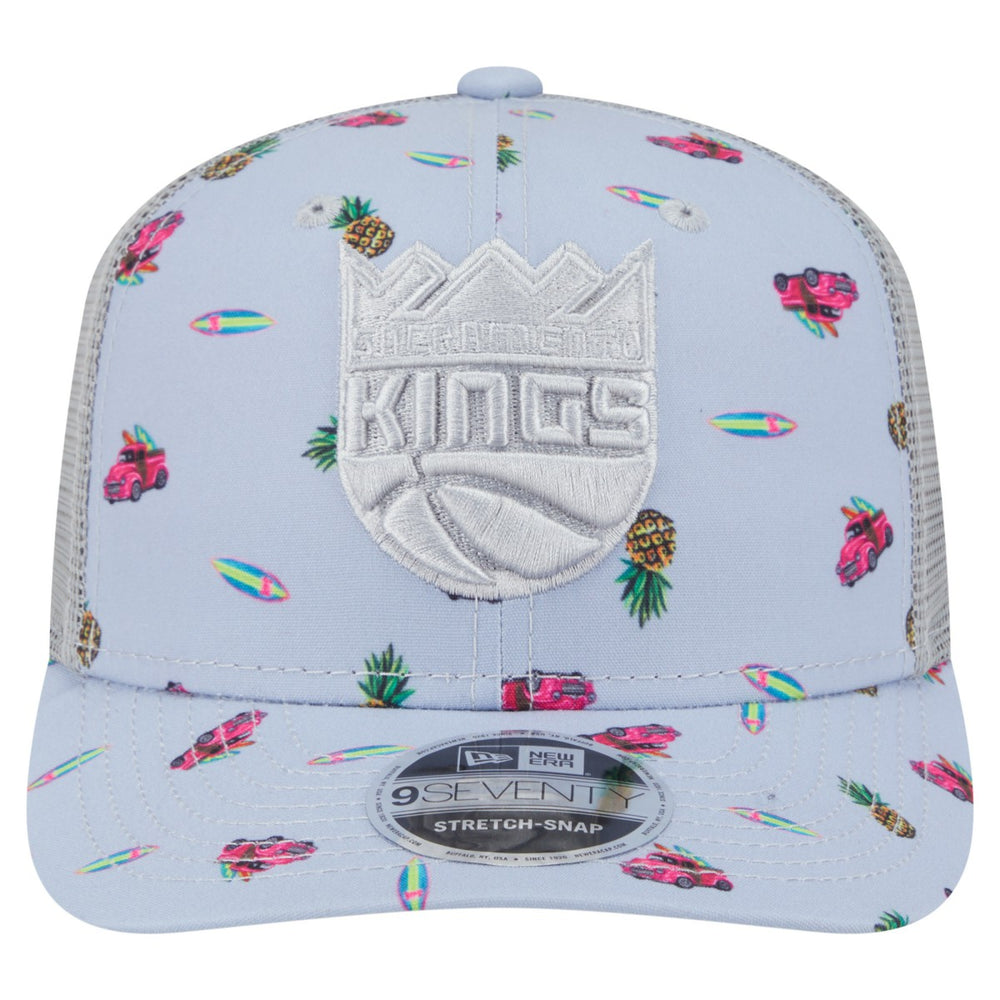 Sacramento Kings Adventure Aloha Pattern 9SEVENTY Stretch-Snap Hat Light Blue/Gray - New Era