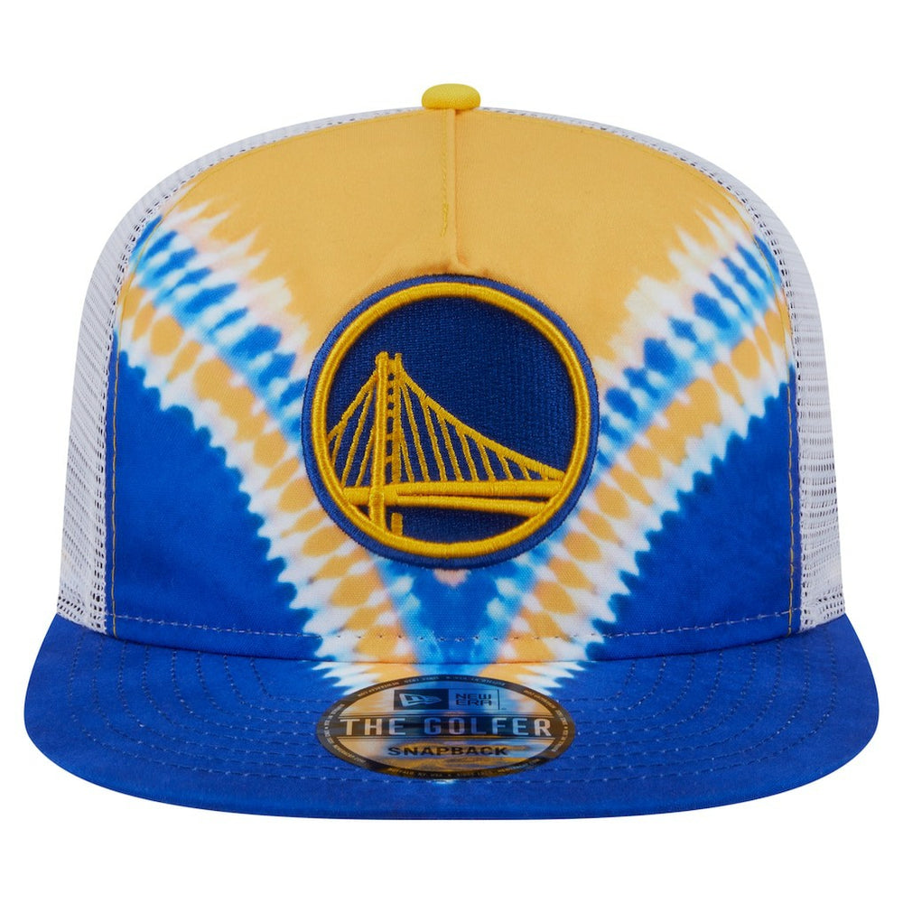 Golden State Warriors Throwback Dye Golfer Snapback Hat Royal/Gold - New Era