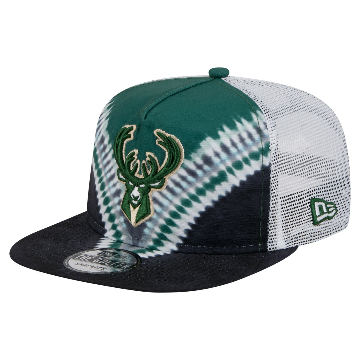 Milwaukee Bucks Throwback Dye Golfer Snapback Hat Black/Hunter Green - New Era