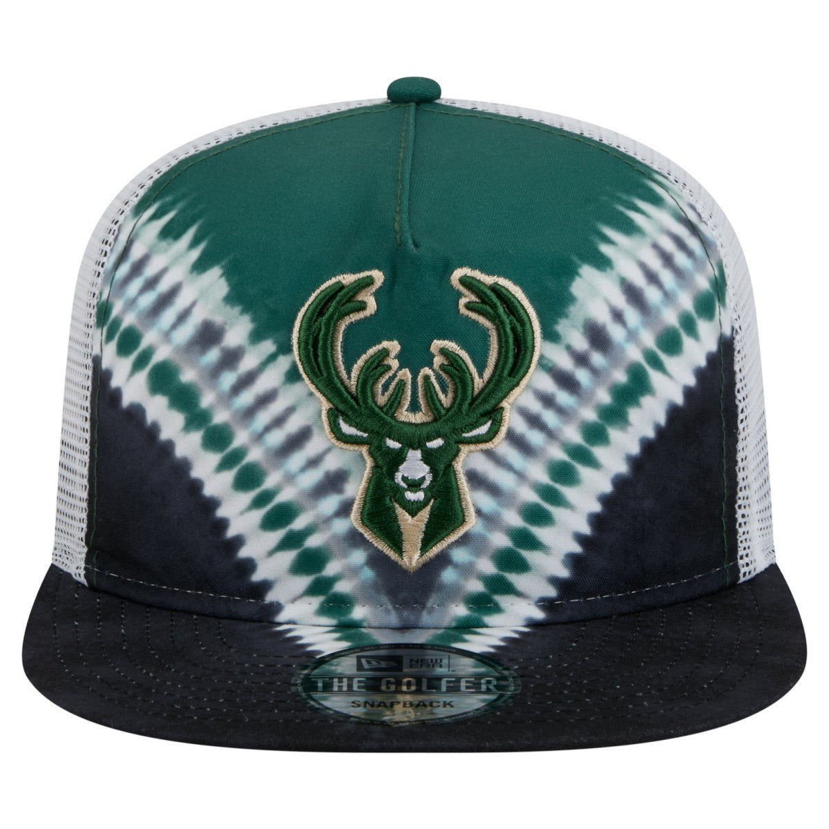 Milwaukee Bucks Throwback Dye Golfer Snapback Hat Black/Hunter Green - New Era