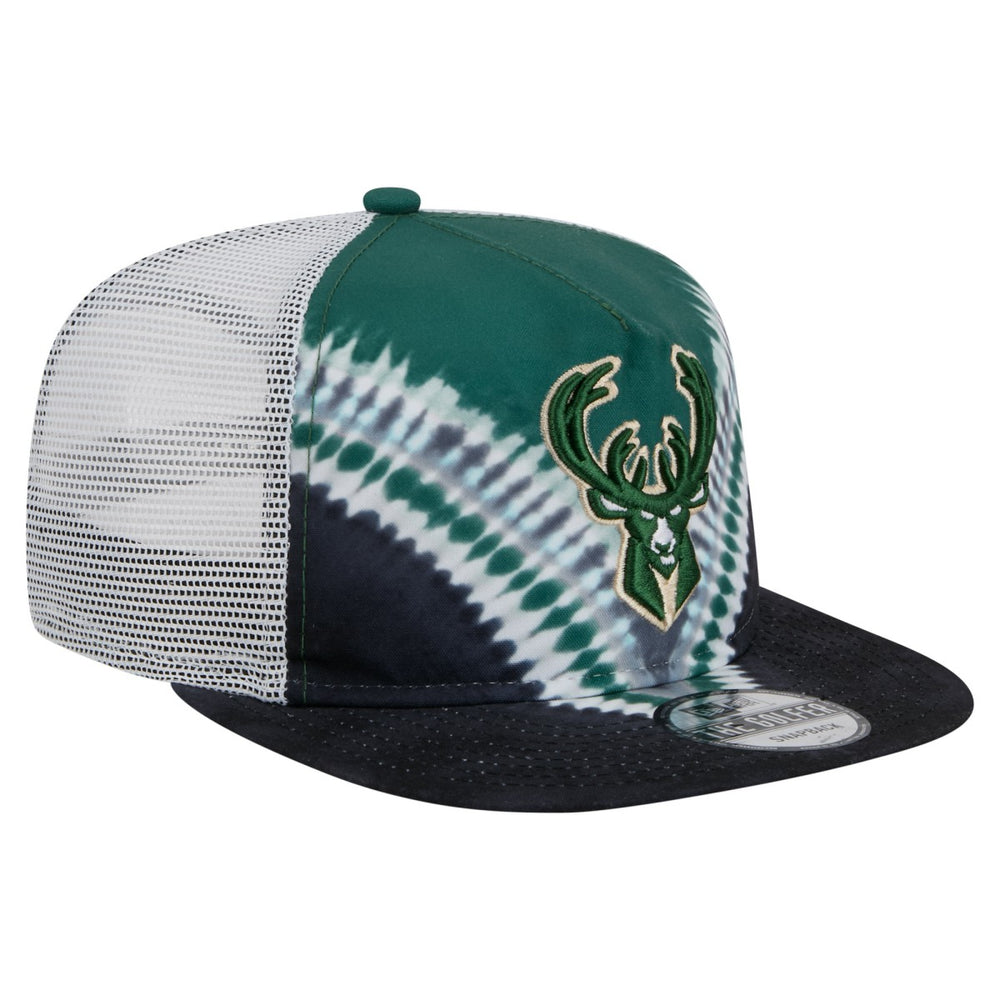 Milwaukee Bucks Throwback Dye Golfer Snapback Hat Black/Hunter Green - New Era