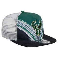 Milwaukee Bucks Throwback Dye Golfer Snapback Hat Black/Hunter Green - New Era