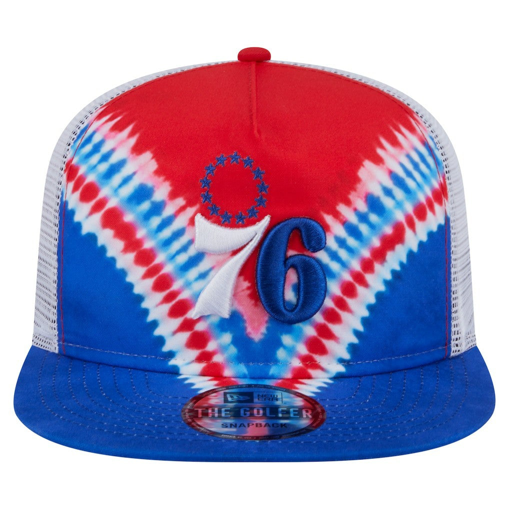 Philadelphia 76ers Throwback Dye Golfer Snapback Hat Royal/Red - New Era