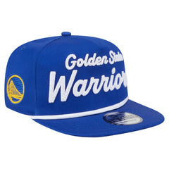 Golden State Warriors Team Text Golfer Snapback Hat Royal - New Era