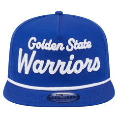 Golden State Warriors Team Text Golfer Snapback Hat Royal - New Era