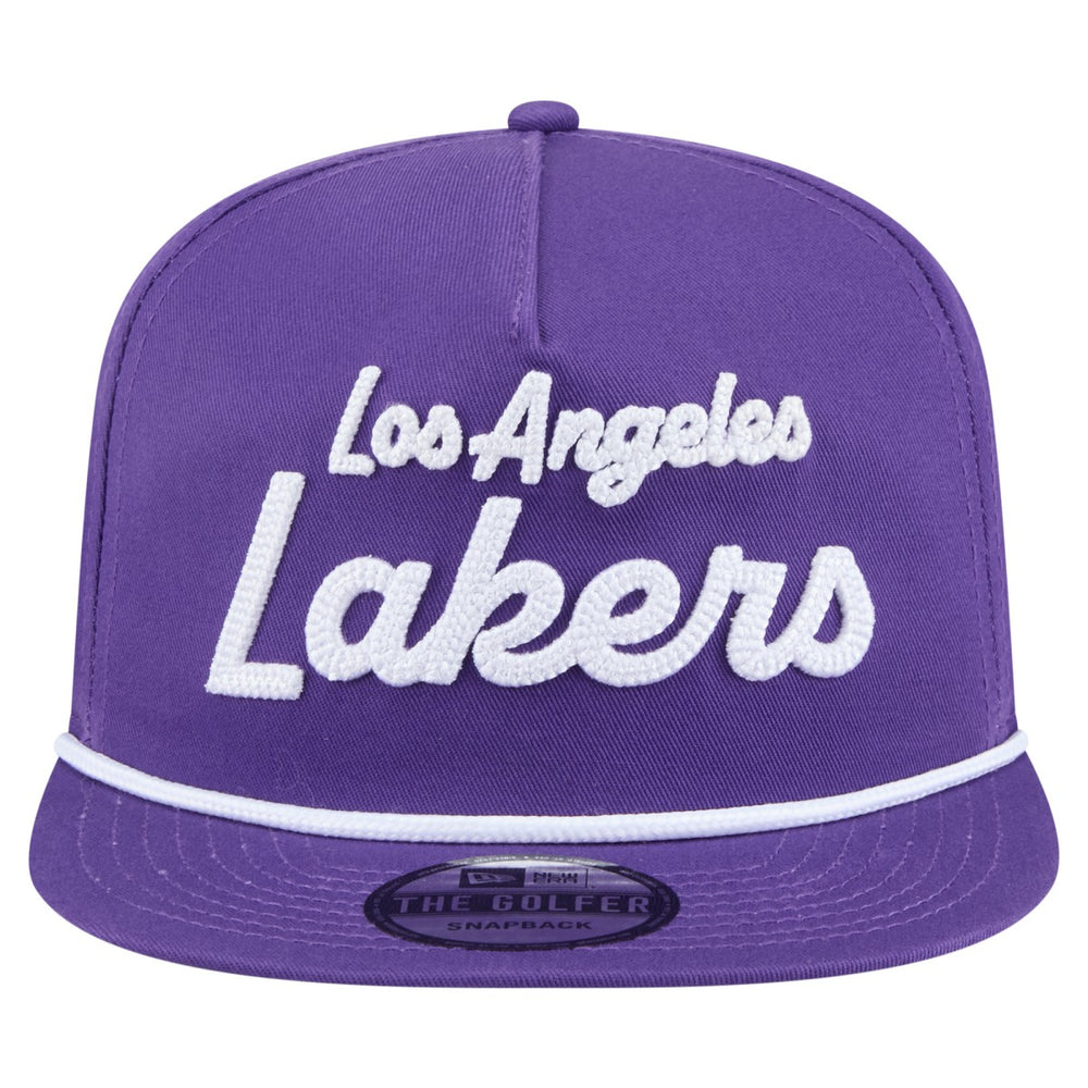 Los Angeles Lakers Team Text Golfer Snapback Hat Purple - New Era