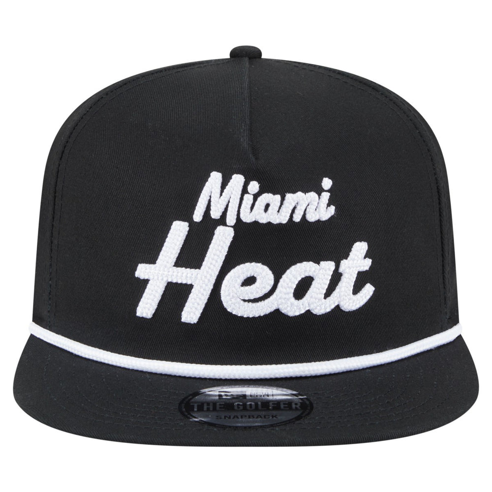 Miami Heat Team Text Golfer Snapback Hat Black - New Era