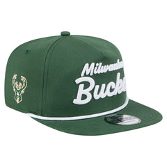 Milwaukee Bucks Team Text Golfer Snapback Hat Hunter Green - New Era