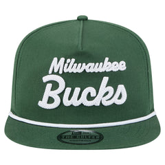 Milwaukee Bucks Team Text Golfer Snapback Hat Hunter Green - New Era