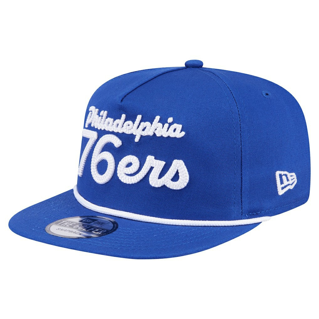Philadelphia 76ers Team Text Golfer Snapback Hat Royal - New Era