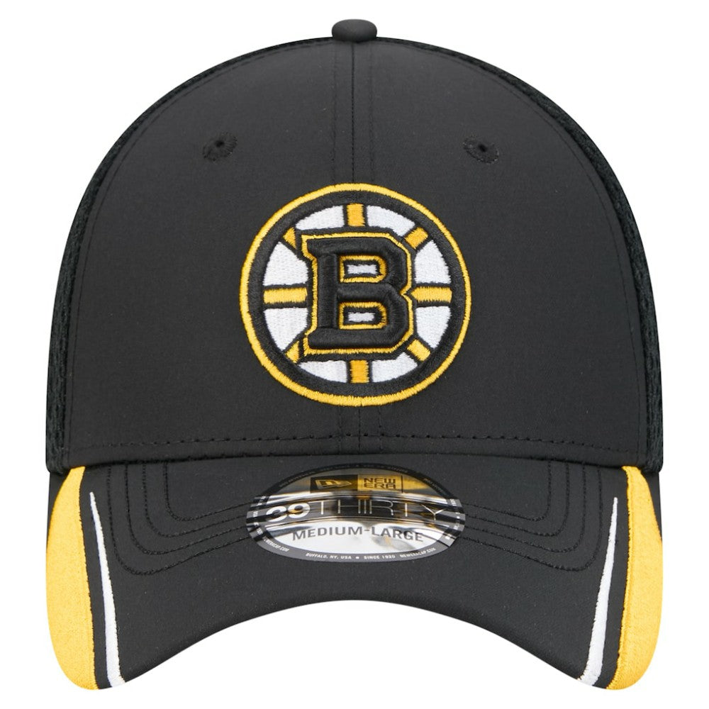 Boston Bruins New Era Linear Featherweight 39THIRTY Flex Hat - Black | US 201912196