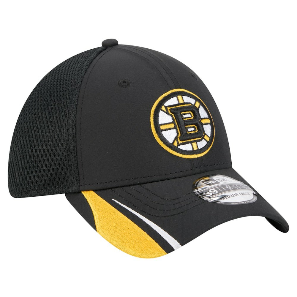 Boston Bruins New Era Linear Featherweight 39THIRTY Flex Hat - Black | US 201912196