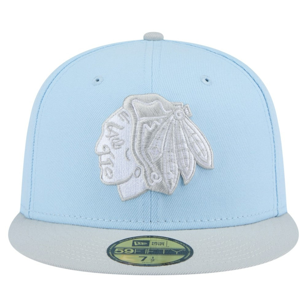 Chicago Blackhawks New Era Color Pack Two-Tone 59FIFTY Fitted Hat - Light Blue/Gray | US 201912231