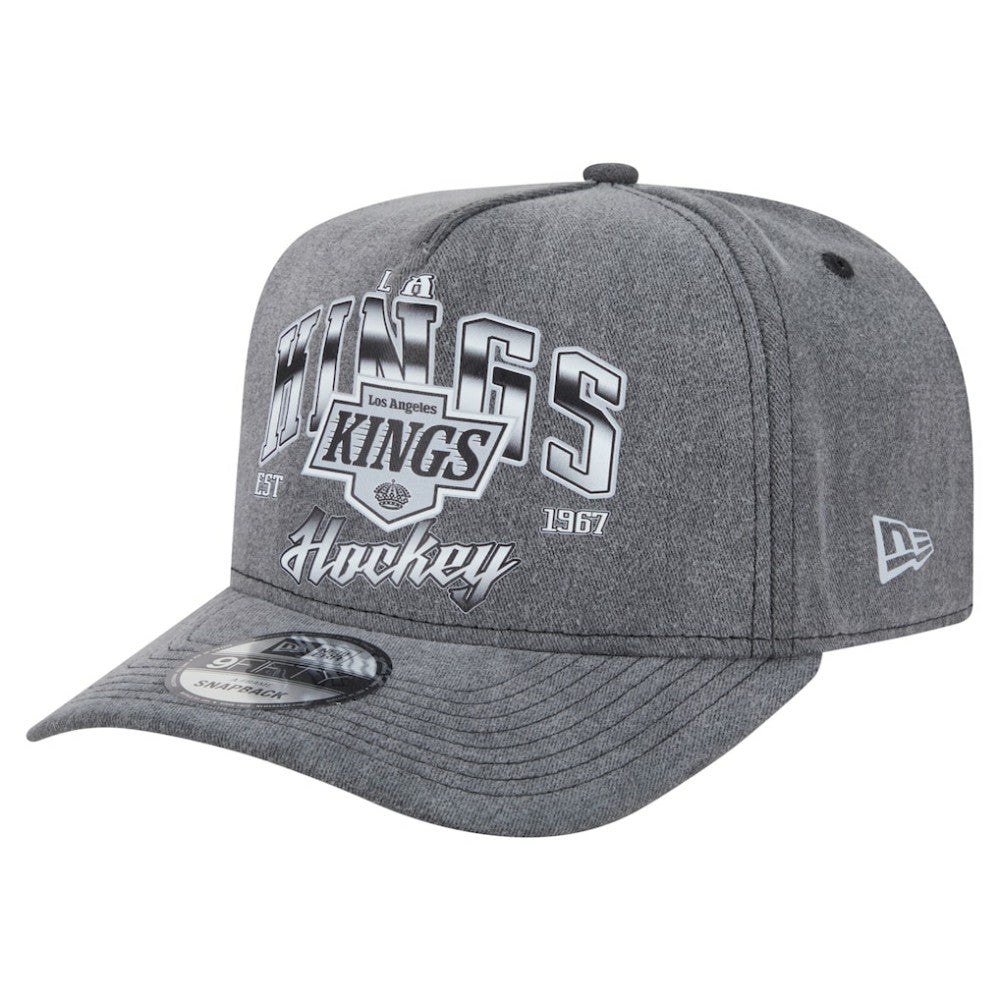 Los Angeles Kings New Era Throwback Washed A-Frame Pre-Curved 9FIFTY Snapback Hat - Charcoal | US 201912299