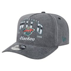 Minnesota Wild New Era Throwback Washed A-Frame Pre-Curved 9FIFTY Snapback Hat - Charcoal | US 201912300