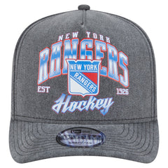 New York Rangers New Era Throwback Washed A-Frame Pre-Curved 9FIFTY Snapback Hat - Charcoal | US 201912303