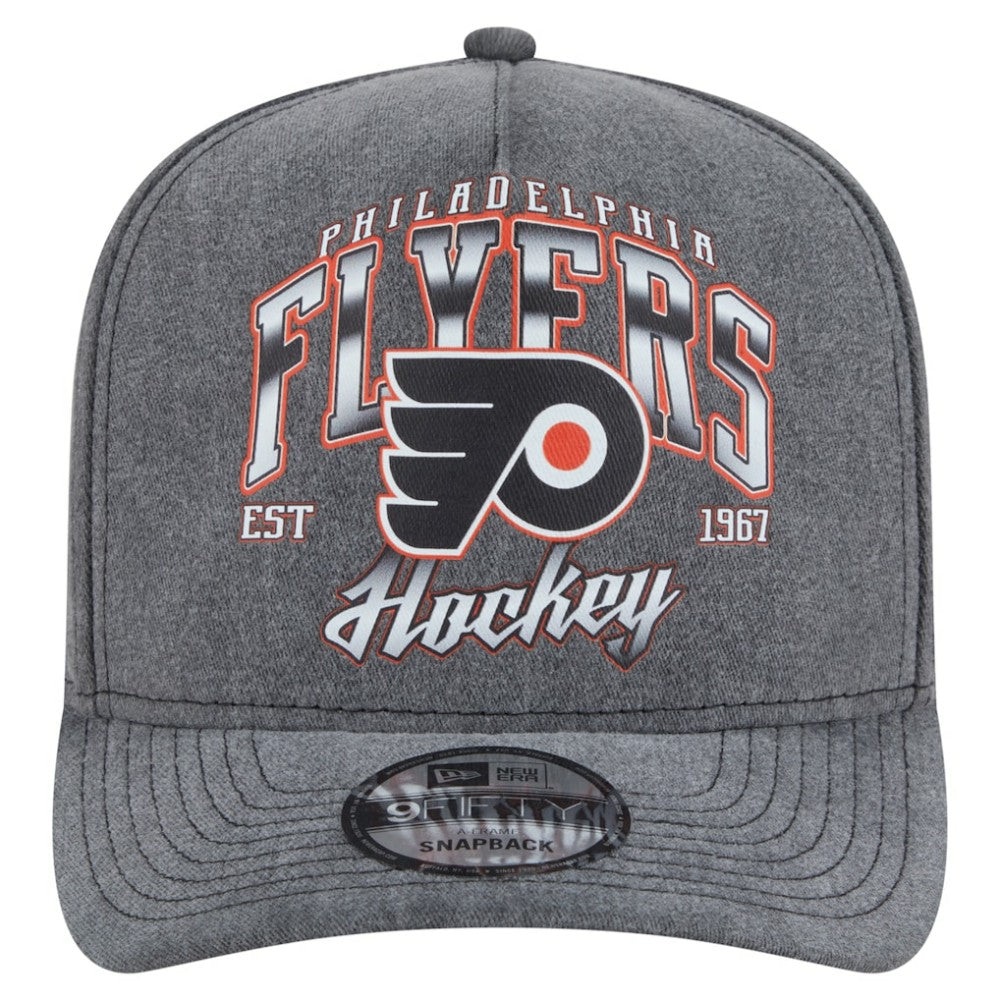 Philadelphia Flyers New Era Throwback Washed A-Frame Pre-Curved 9FIFTY Snapback Hat - Charcoal | US 201912304