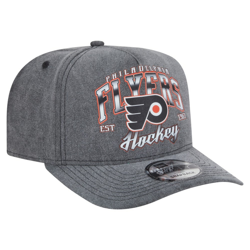 Philadelphia Flyers New Era Throwback Washed A-Frame Pre-Curved 9FIFTY Snapback Hat - Charcoal | US 201912304