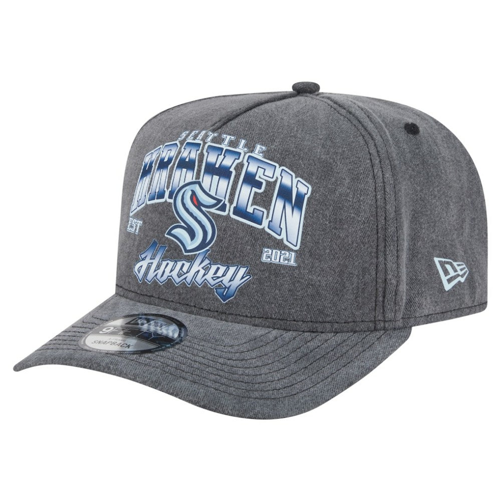 Seattle Kraken New Era Throwback Washed A-Frame Pre-Curved 9FIFTY Snapback Hat - Charcoal | US 201912307